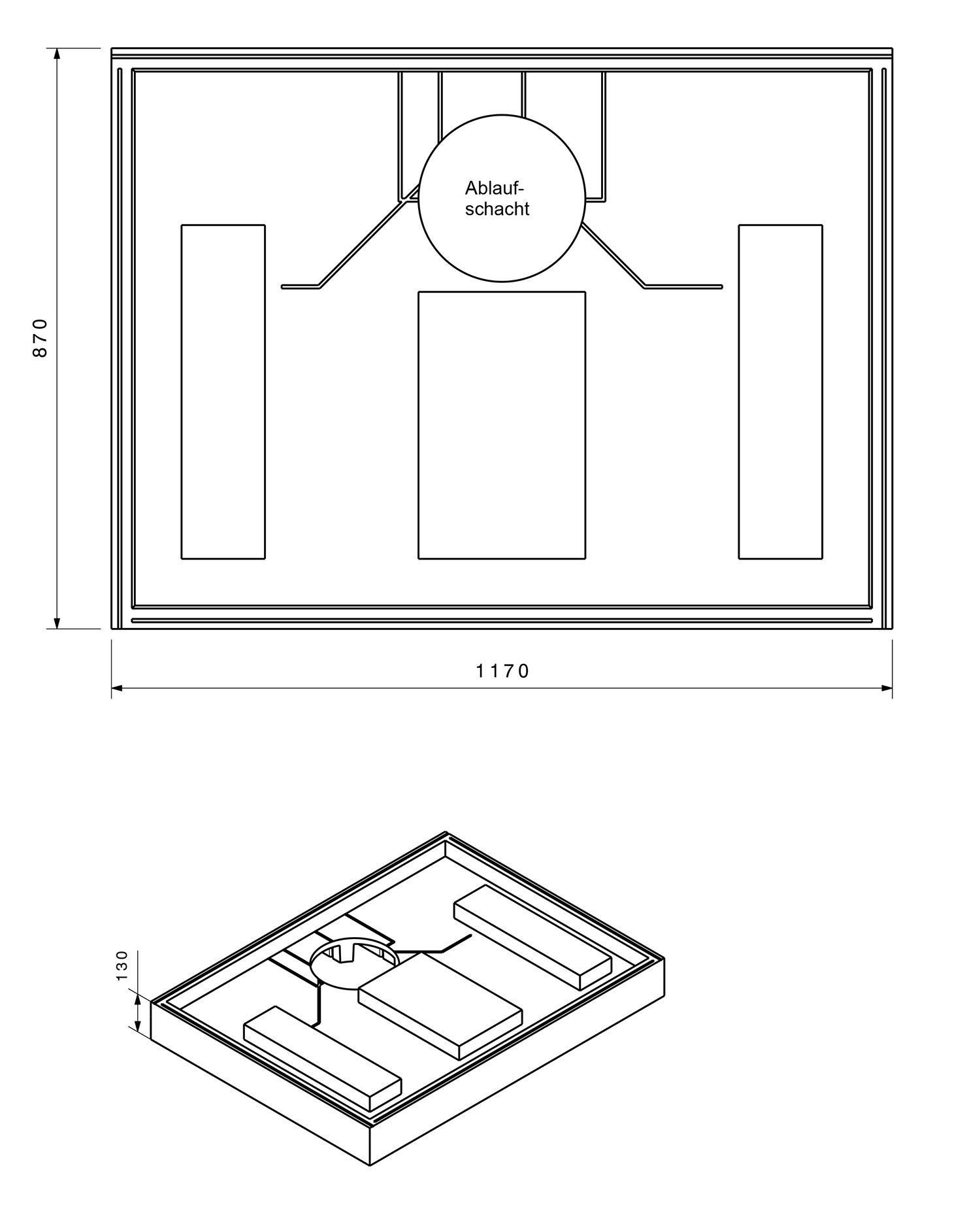 Poresta Duschwannenträger Basel 416, für 1200 x 900 x 45 mm, Höhe 130 mm