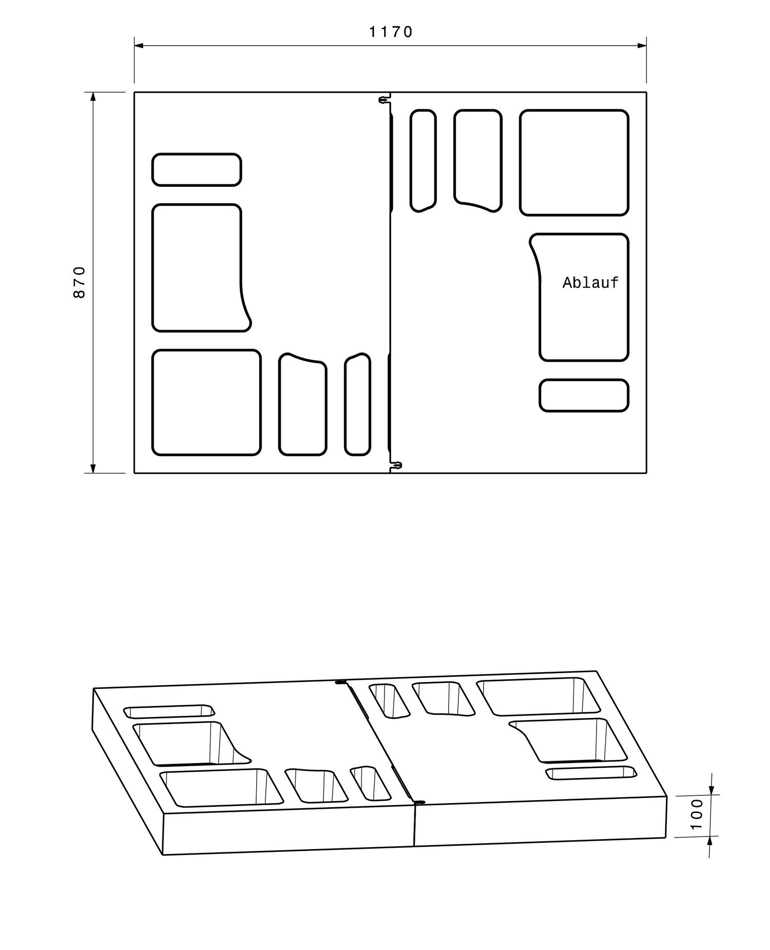 Poresta Duschwannenträger Expert Purano für 1200 x 900 x 40 mm, Höhe 105 mm
