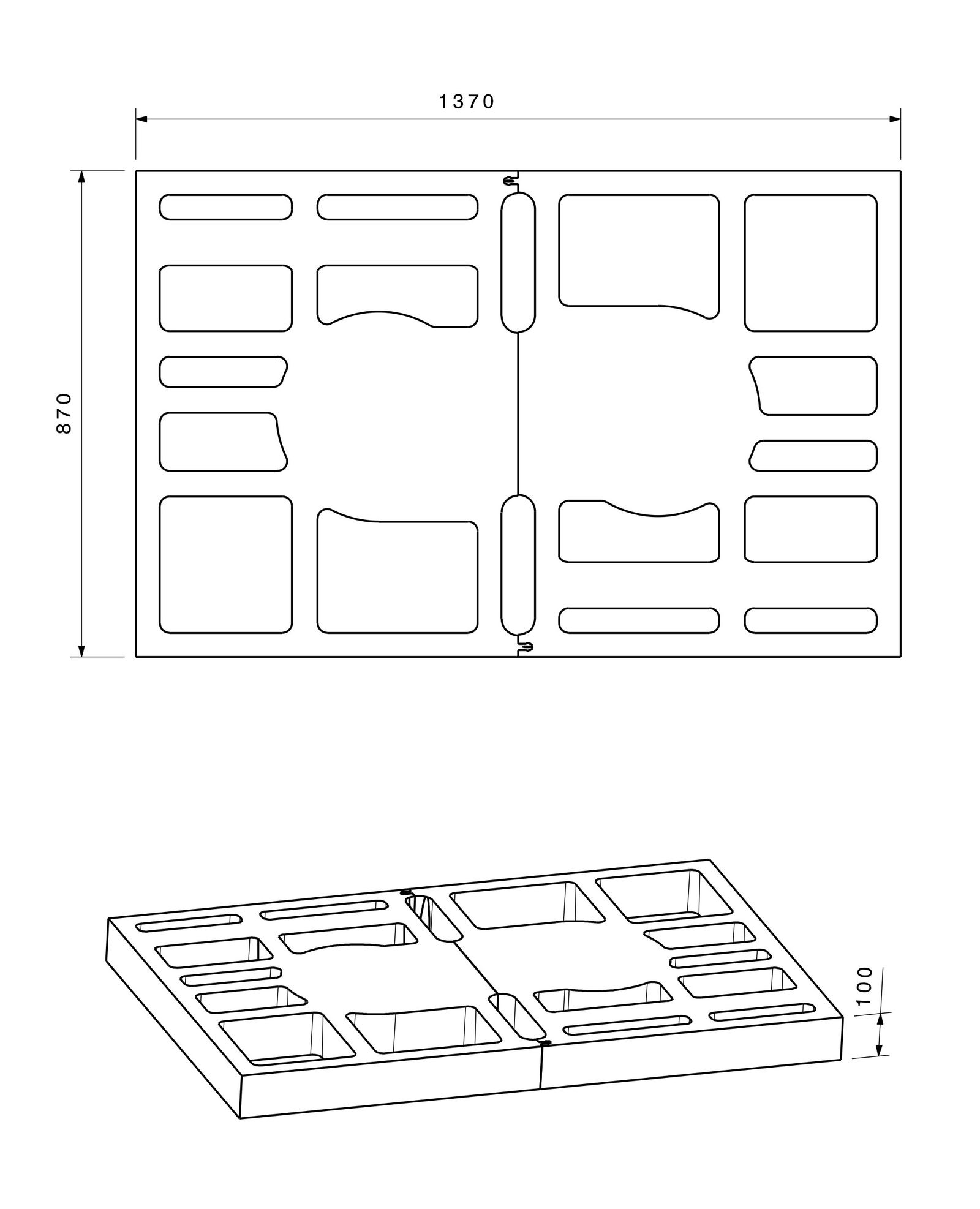 Poresta Duschwannenträger Expert Purano für 1400 x 900 x 40 mm, Höhe 105 mm