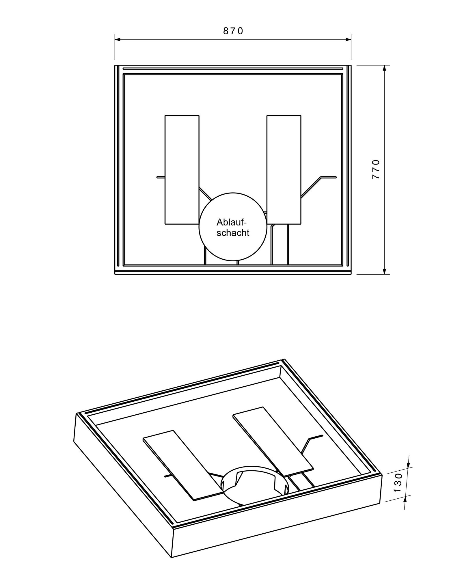 Poresta Duschwannenträger Sion 501, für 900 x 800 x 60 mm, Höhe 130 mm