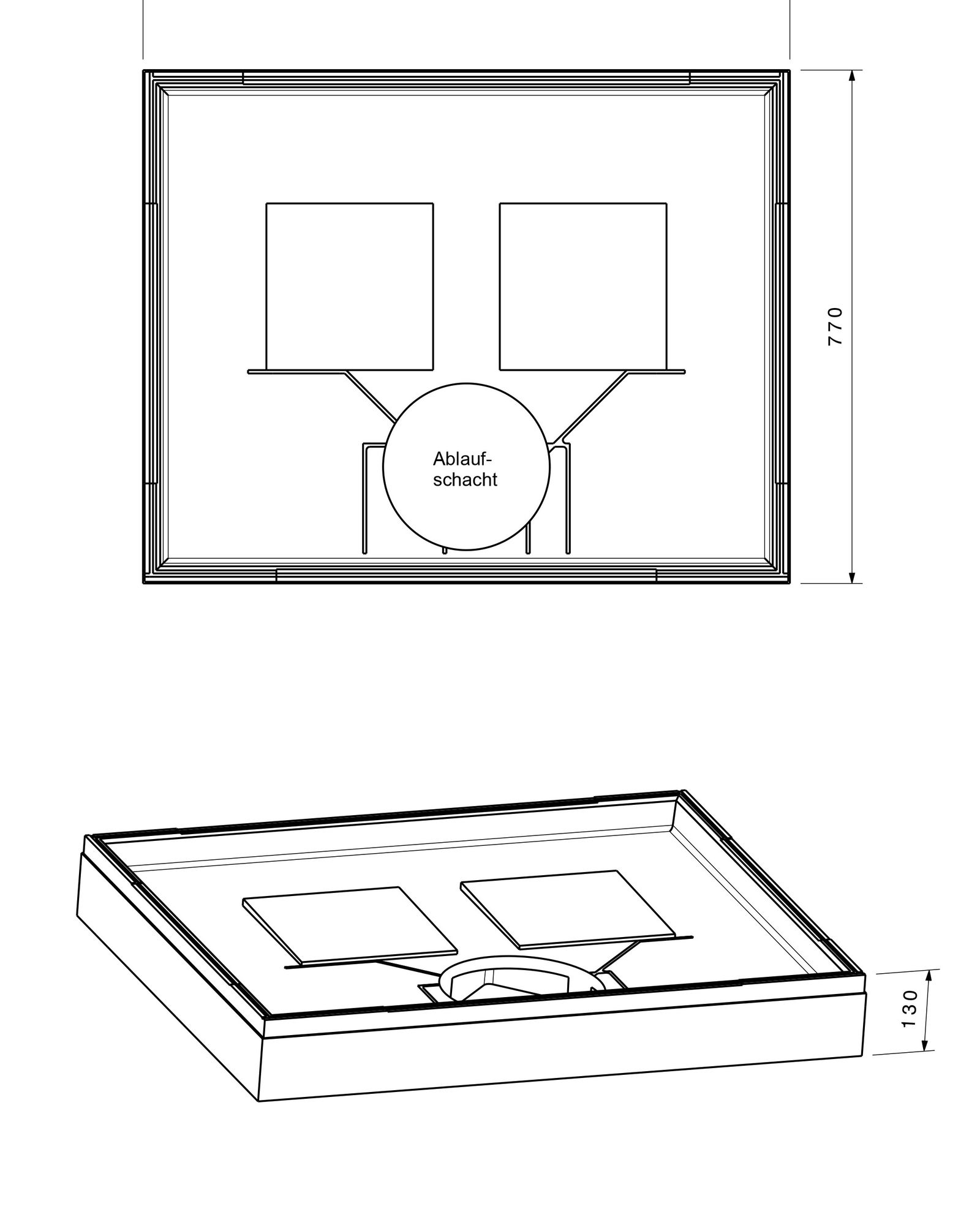 Poresta Duschwannenträger Sion 502, für 1000 x 800 x 51 mm, Höhe 130 mm