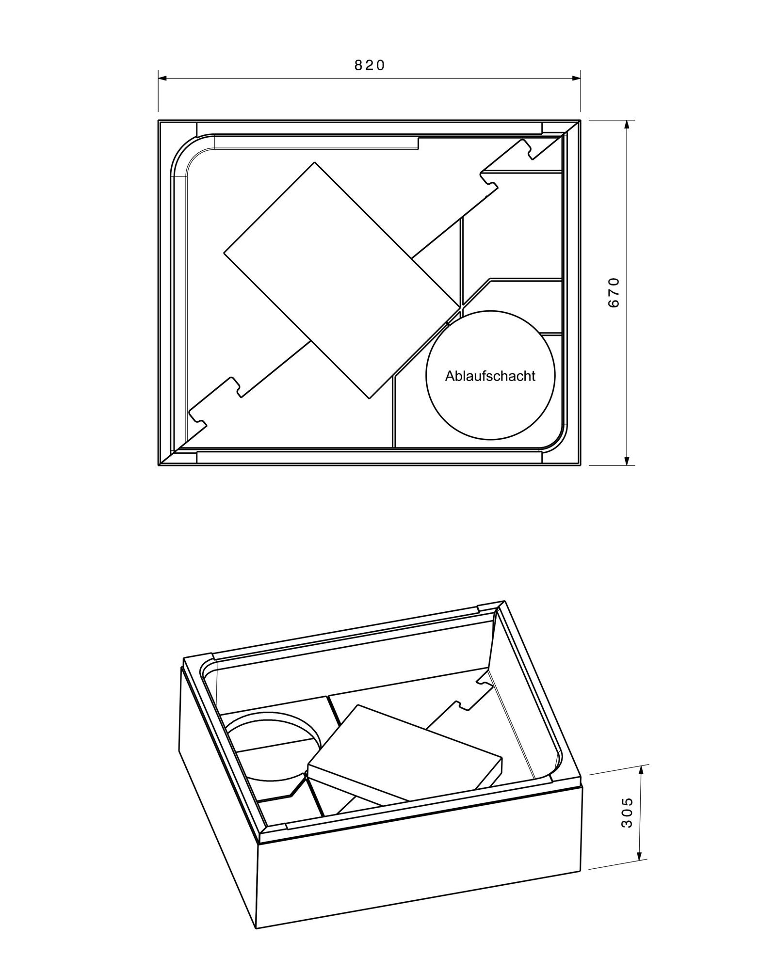 Poresta Duschwannenträger Expert Sanidusch für 850 x 700 x 140 mm, Höhe 305 mm