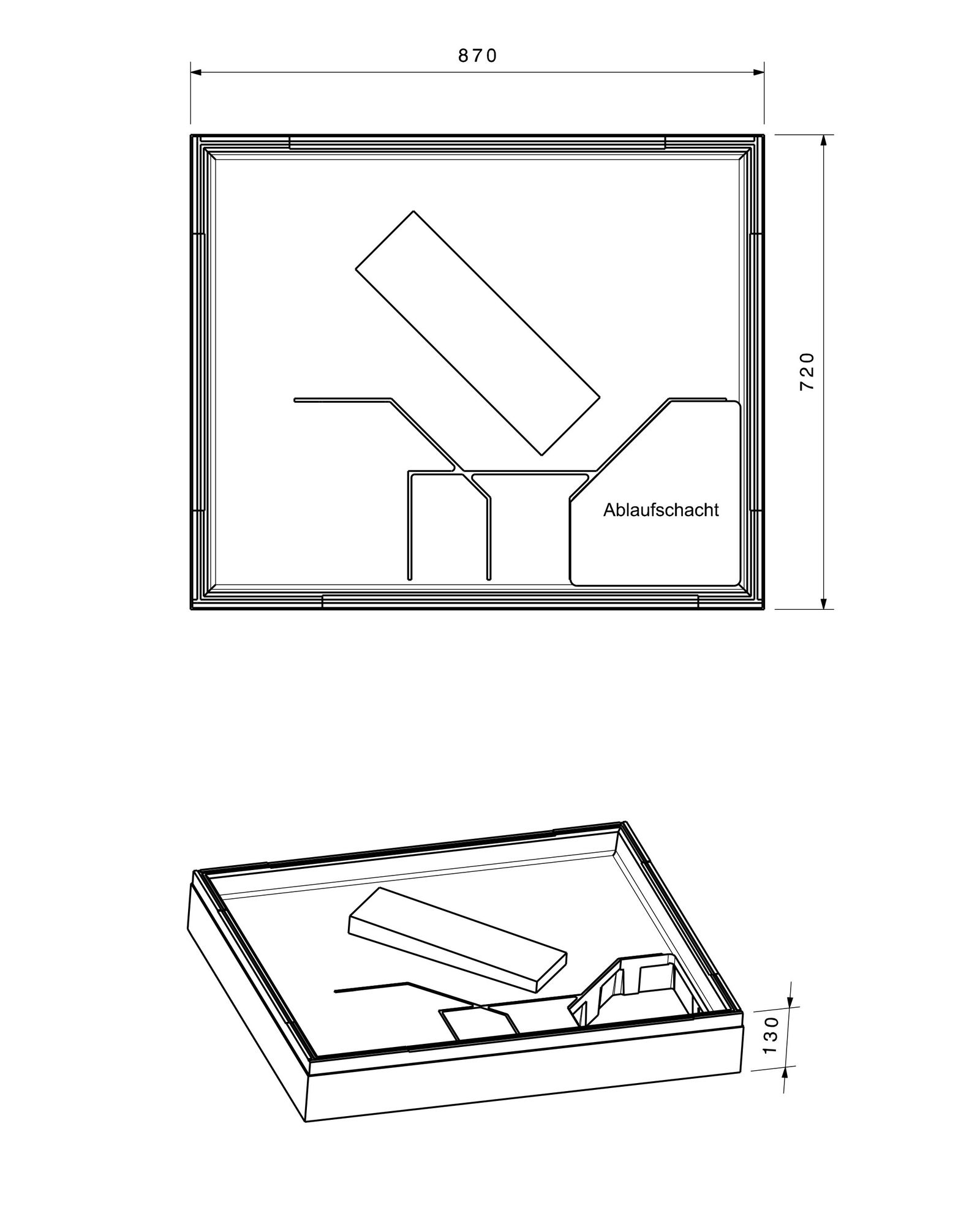 Poresta Duschwannenträger Expert für 900 x 750 x 25 mm, Höhe 130 mm