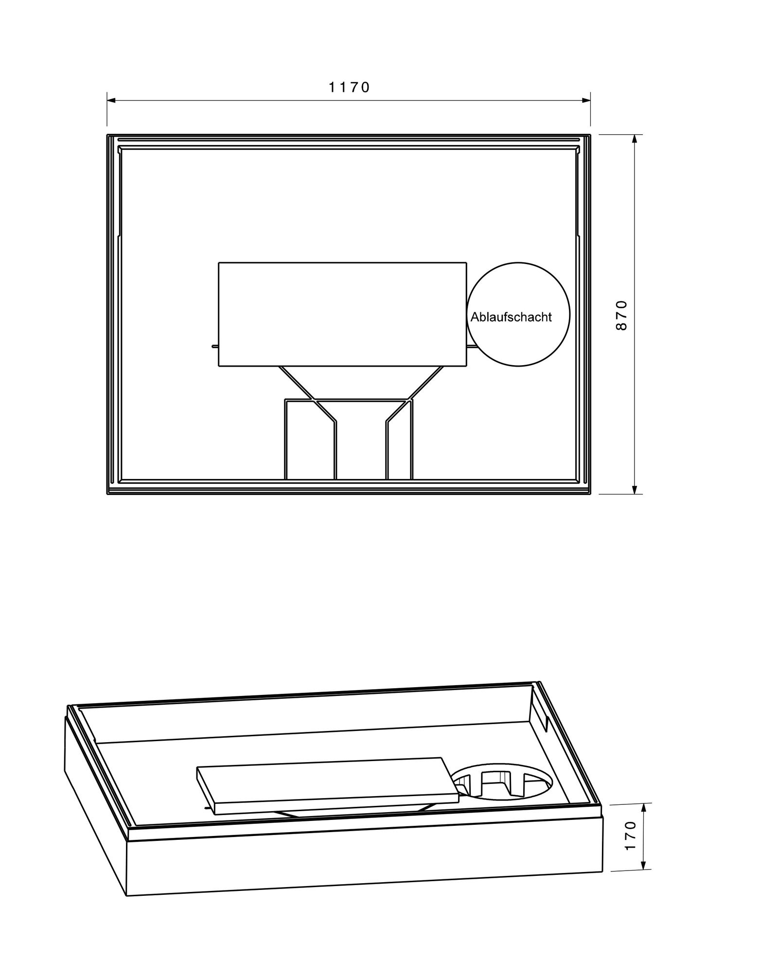 Poresta Duschwannenträger Expert für 1200 x 900 x 65 mm, Höhe 170 mm