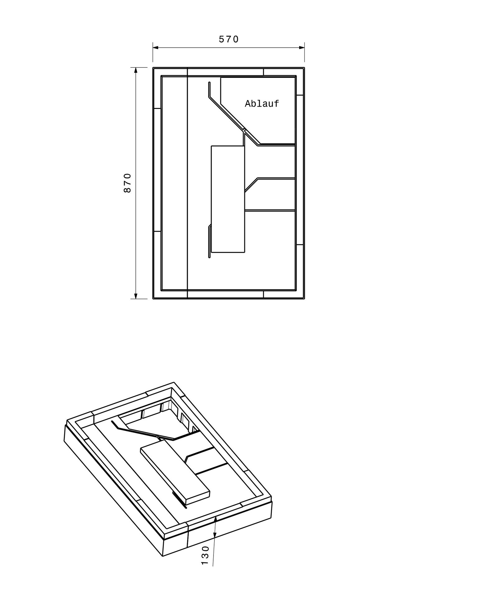 Poresta Duschwannenträger Expert für 900 x 600 x 25 mm, Höhe 130 mm