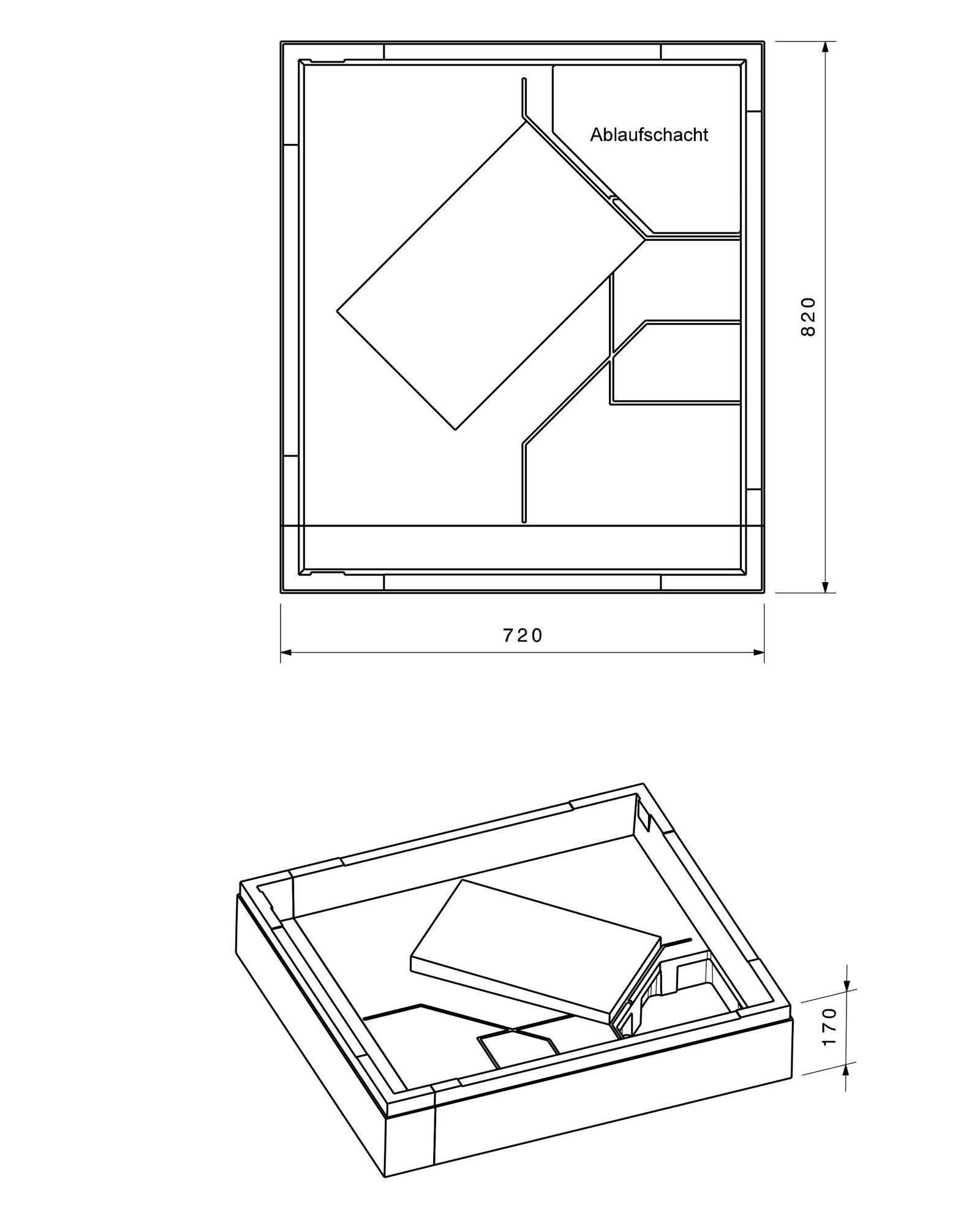 Poresta Duschwannenträger Expert für 850 x 750 x 65 mm, Höhe 170 mm