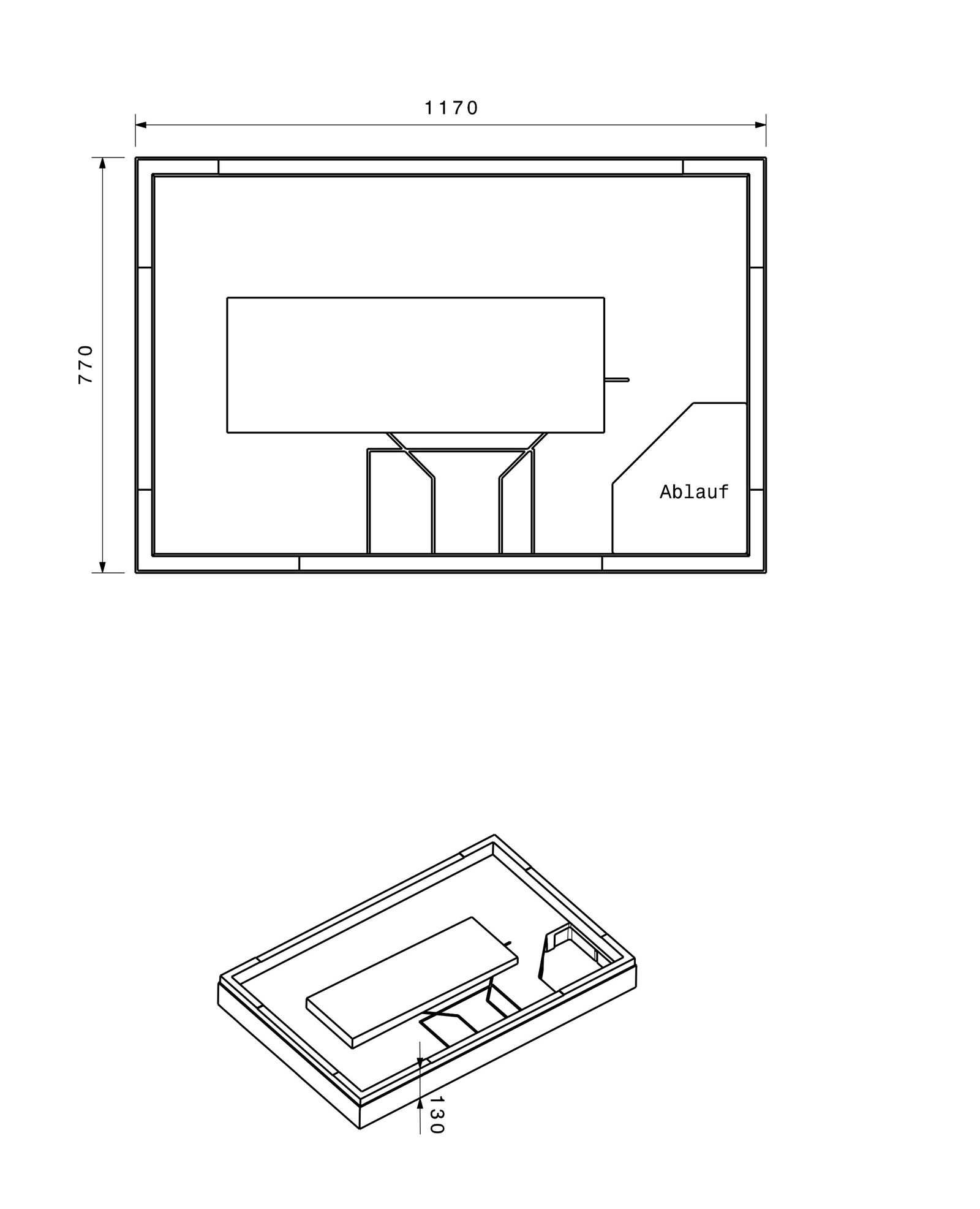 Poresta Duschwannenträger Expert Superplan für 1200 x 800 x 25 mm, Höhe 130 mm