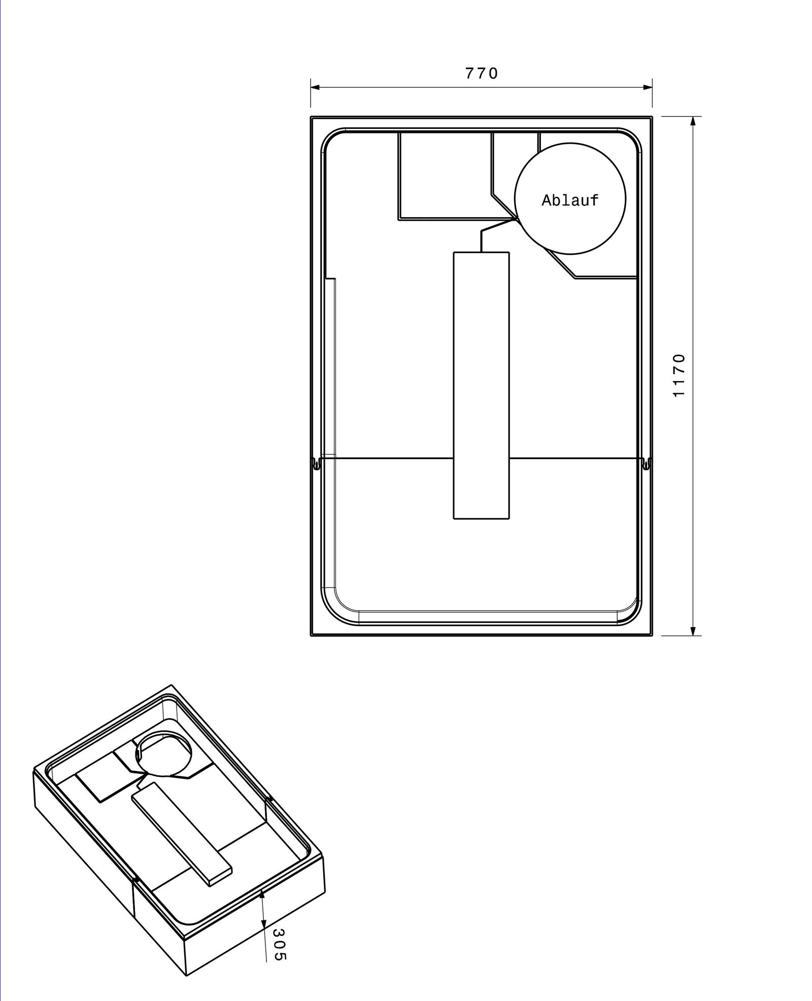 Poresta Duschwannenträger Expert Sanidusch für 1200 x 800 x 140 mm, Höhe 305 mm