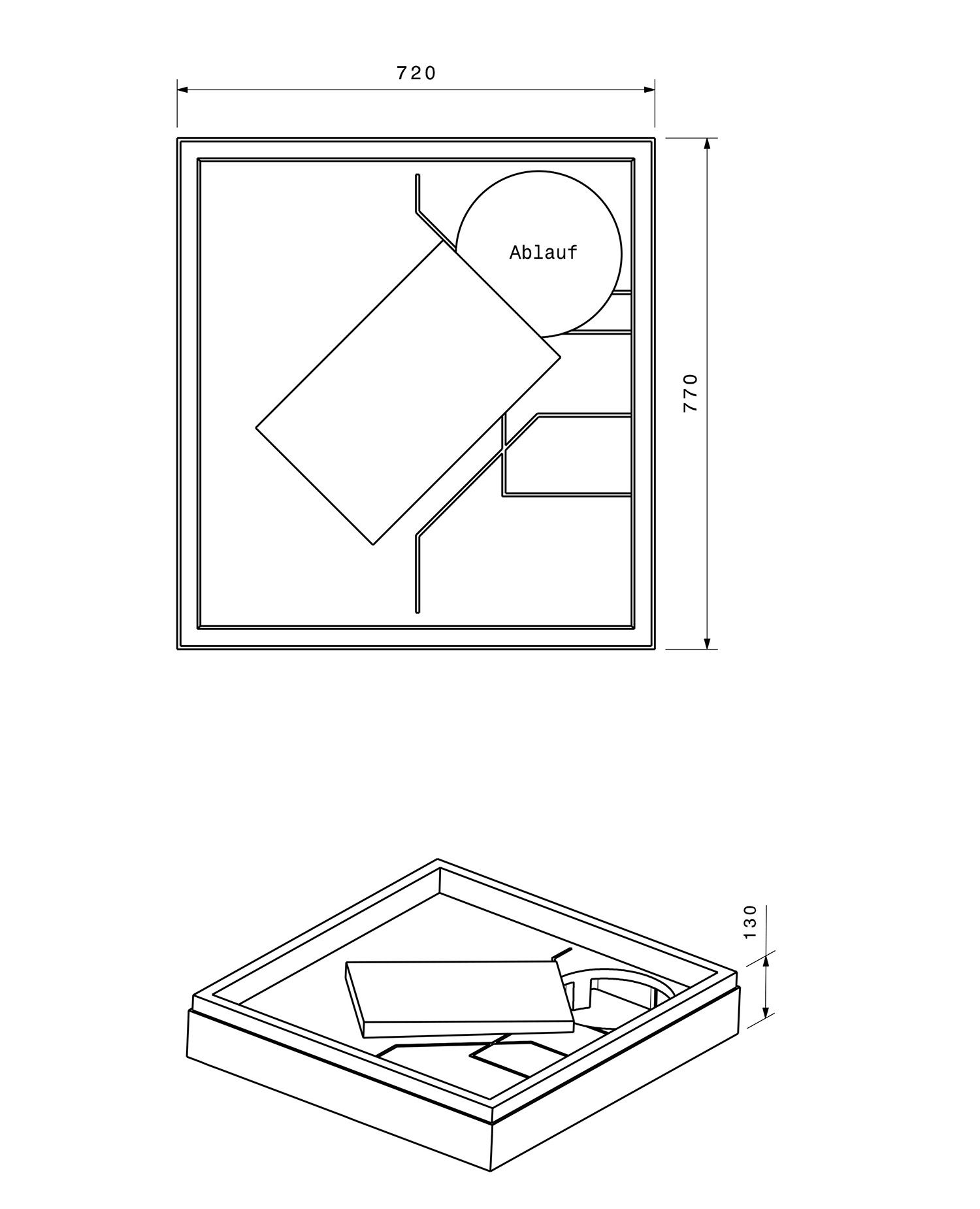 Poresta Duschwannenträger Expert Superplan für 800 x 750 x 25 mm, Höhe 130 mm