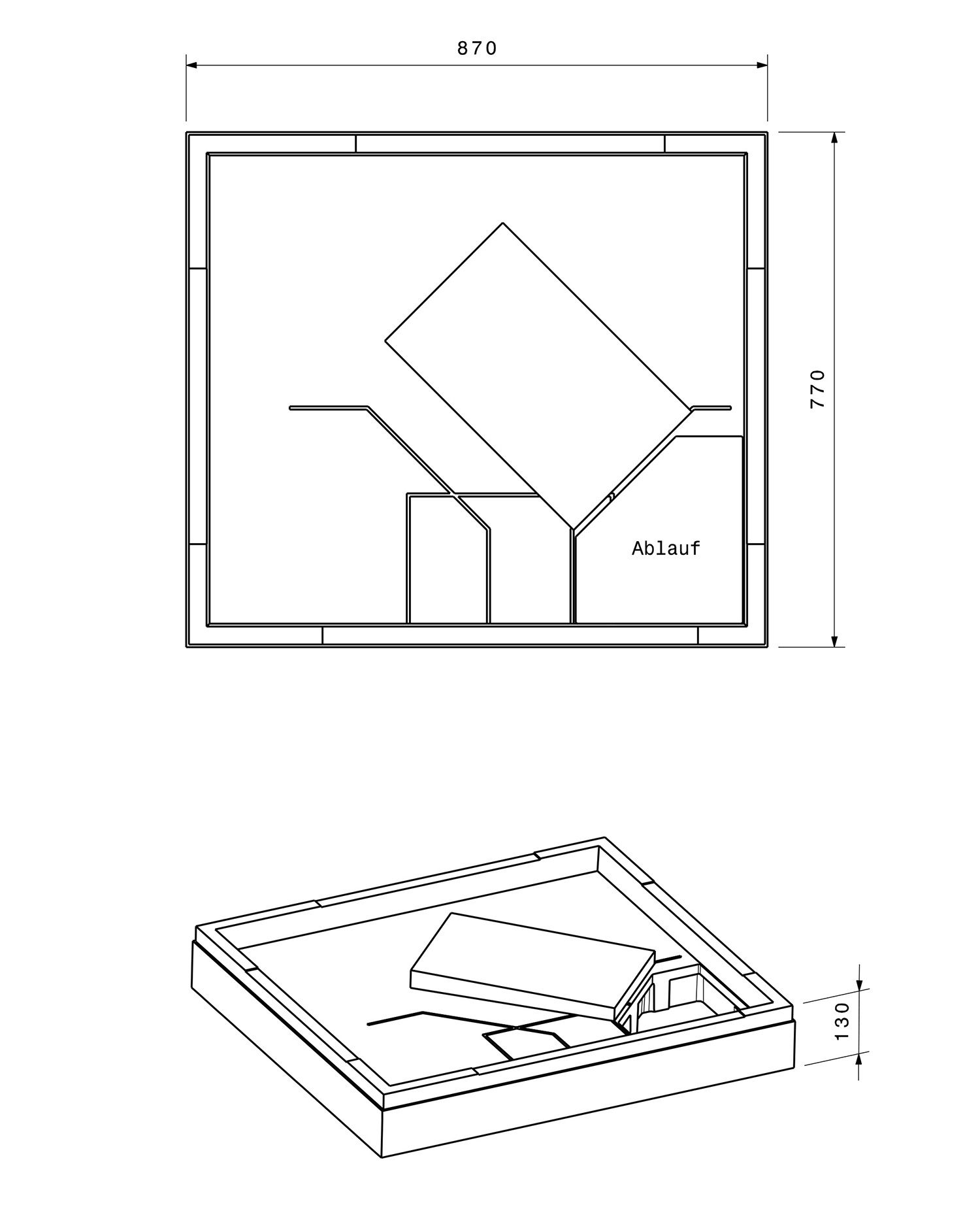 Poresta Duschwannenträger Expert Superplan für 900 x 800 x 25 mm, Höhe 130 mm