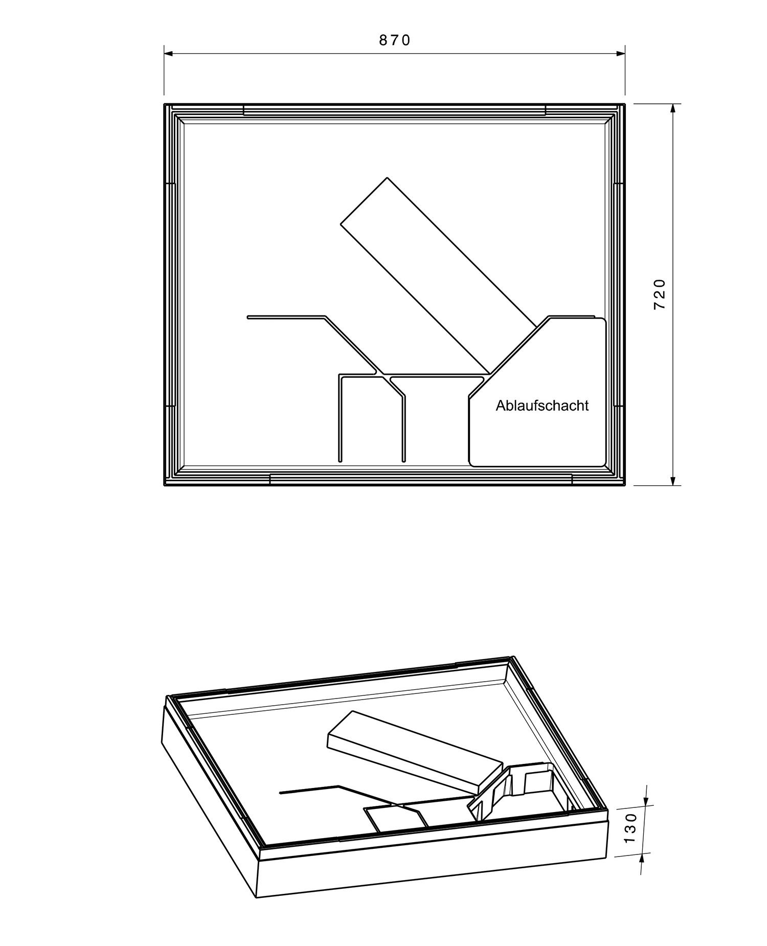Poresta Duschwannenträger Expert Superplan für 900 x 750 x 25 mm, Höhe 130 mm