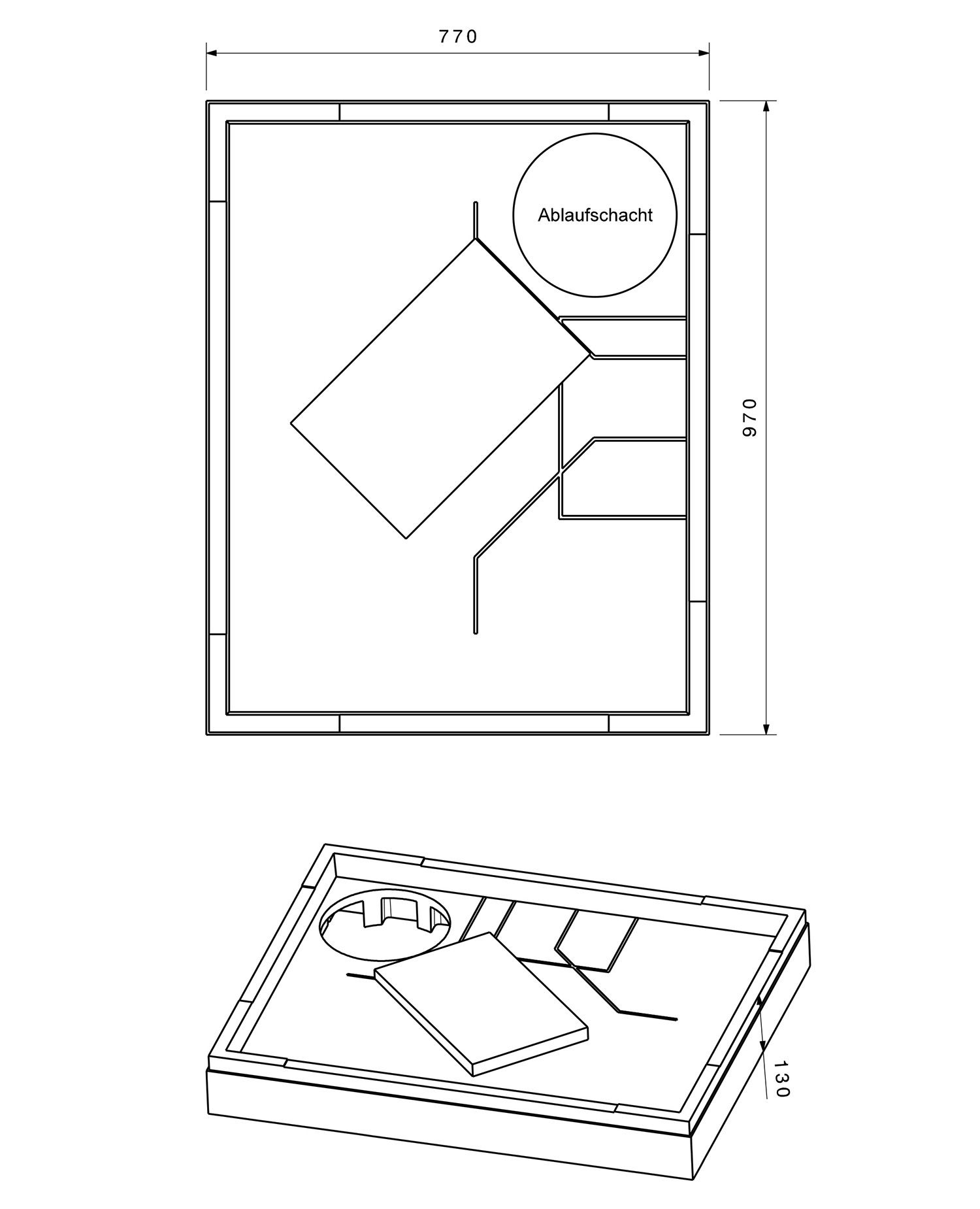Poresta Duschwannenträger Expert Superplan für 1000 x 800 x 25 mm, Höhe 130 mm