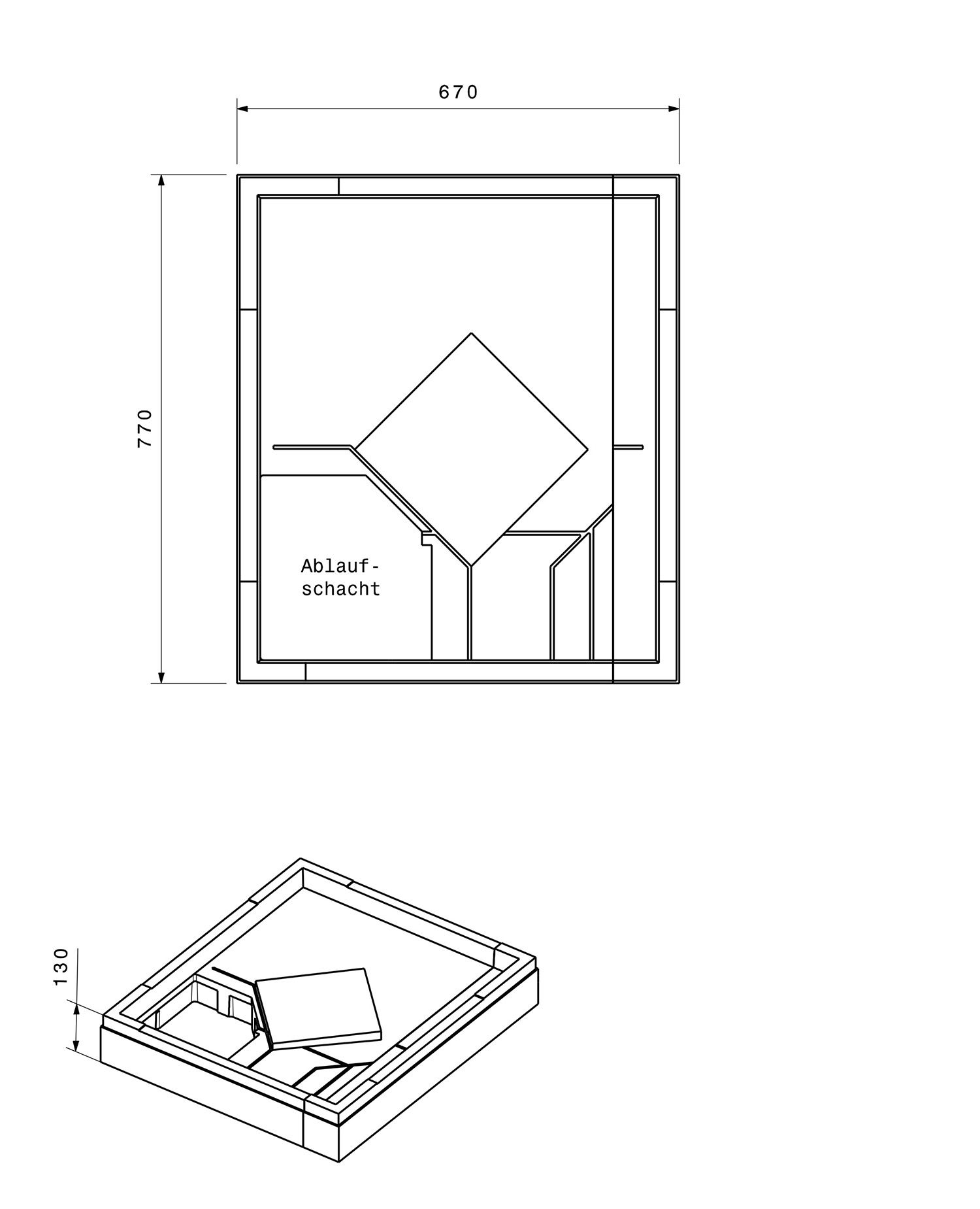 Poresta Duschwannenträger Expert für 800 x 700 x 25 mm, Höhe 130 mm