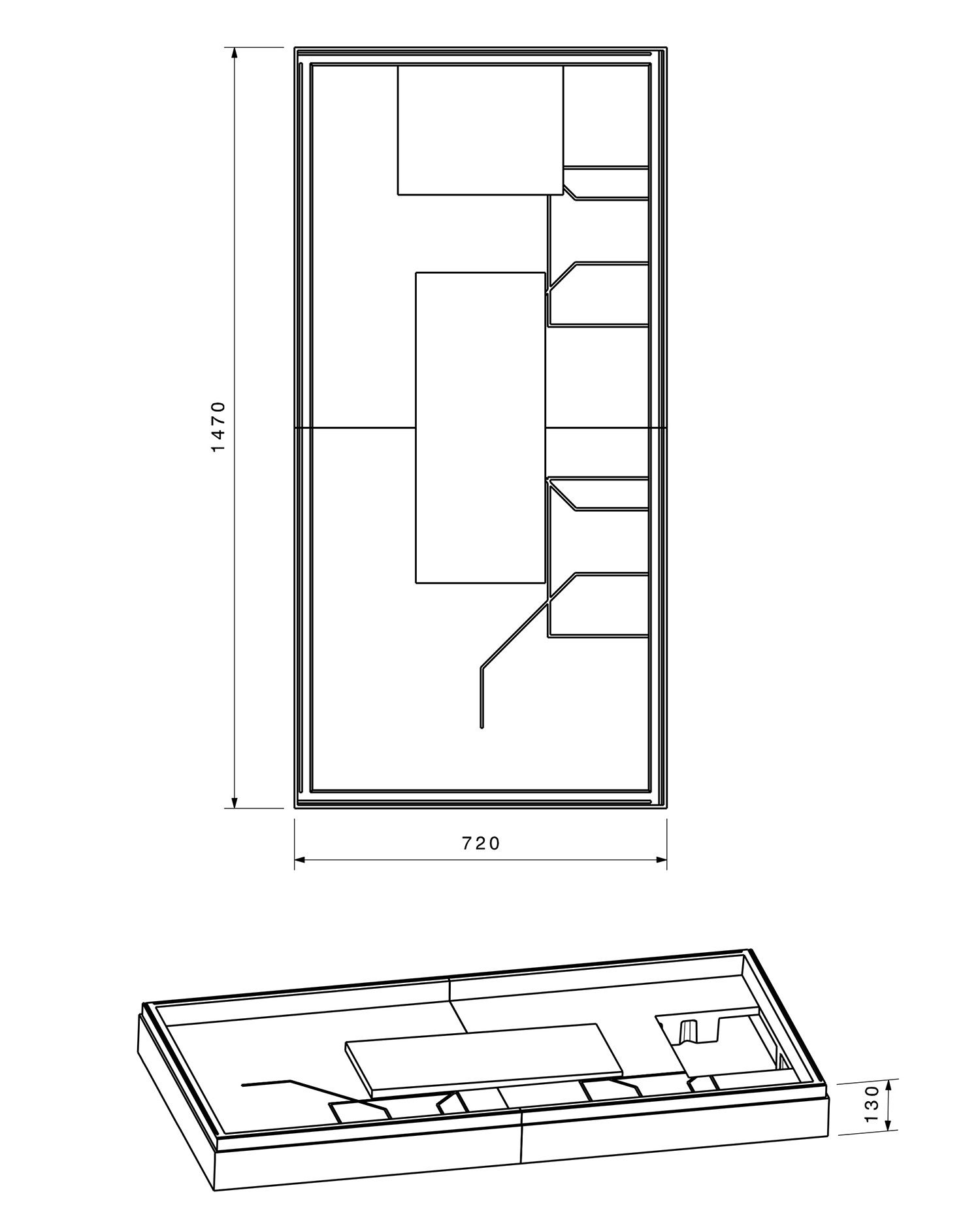 Poresta Duschwannenträger Expert für 1500 x 750 x 35 mm, Höhe 130 mm