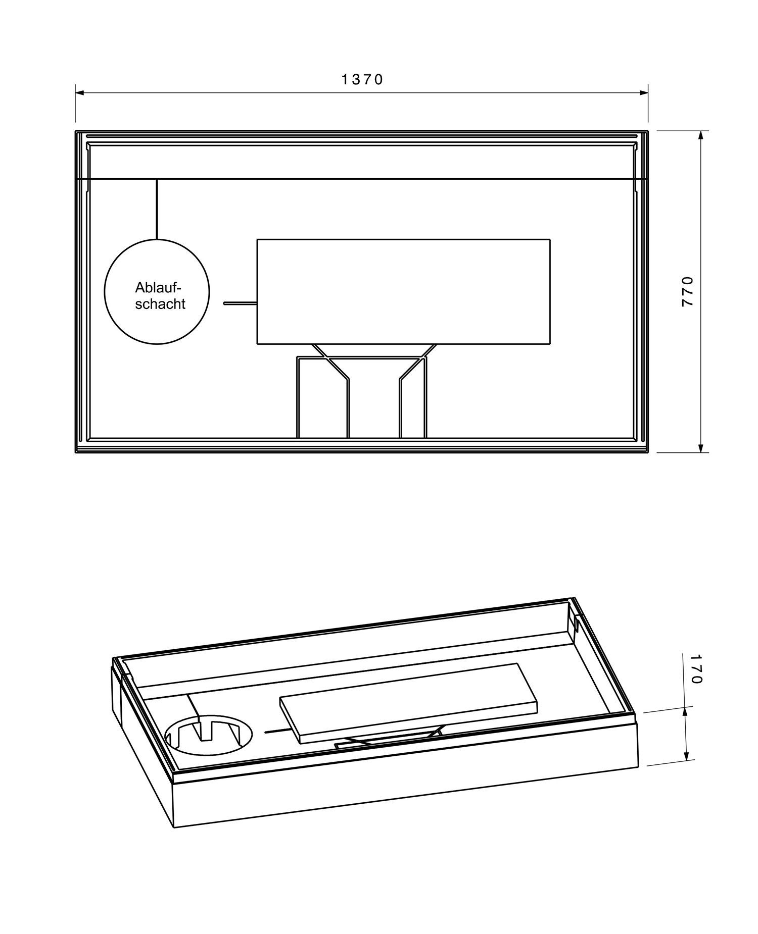 Poresta Duschwannenträger Expert für 1400 x 800 x 65 mm, Höhe 170 mm