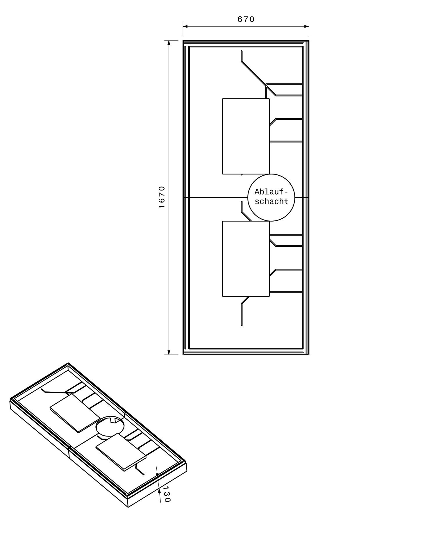 Poresta Duschwannenträger Expert für 1700 x 700 x 35 mm, Höhe 130 mm