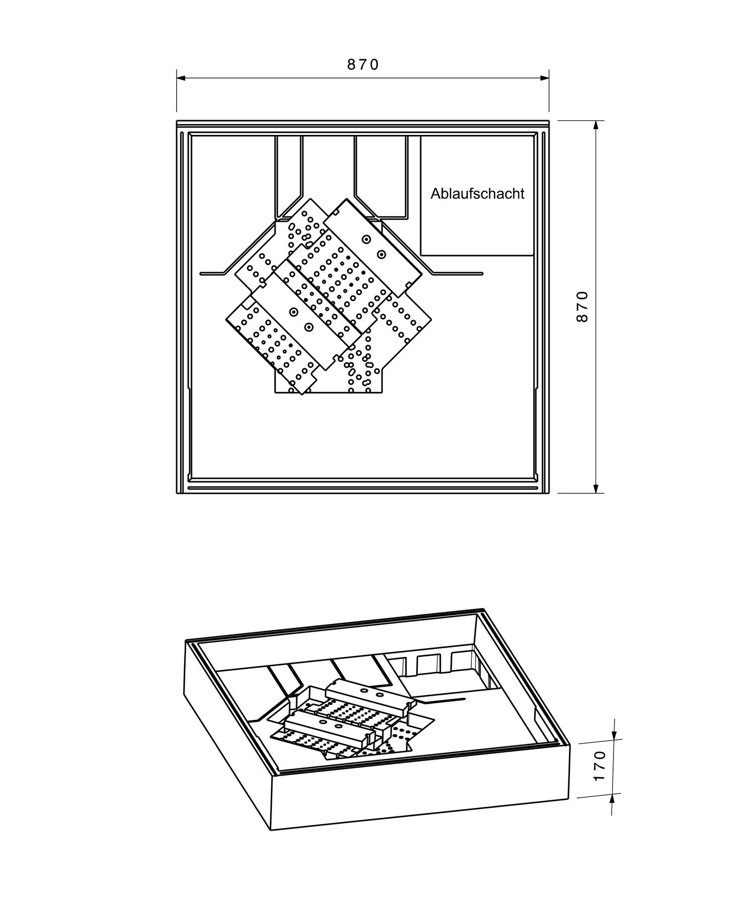 Poresta Duschwannenträger Expert Renova Nr.1 für 900 x 900 x 60 mm, Höhe 170 mm