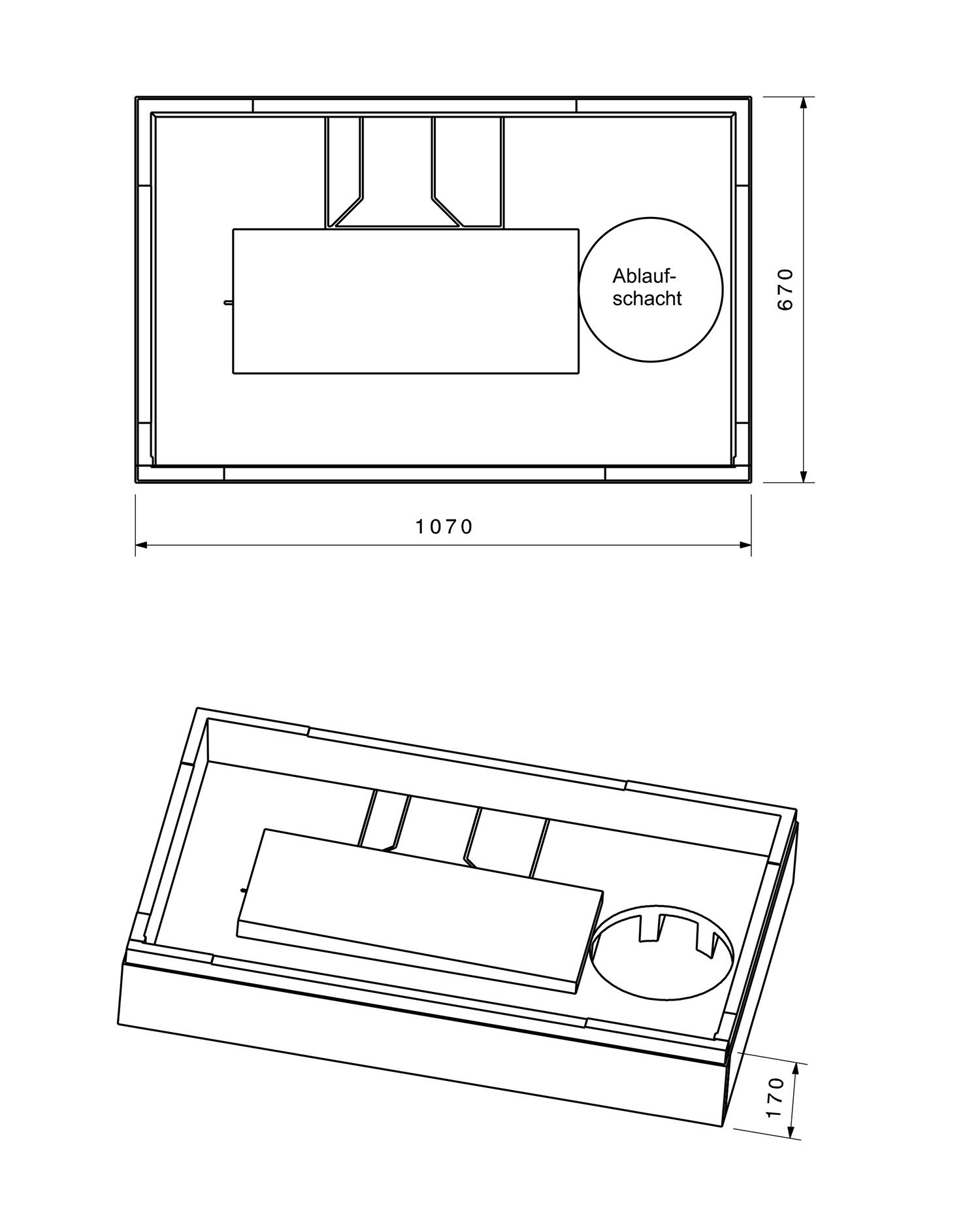 Poresta Duschwannenträger Expert für 1100 x 700 x 65 mm, Höhe 170 mm