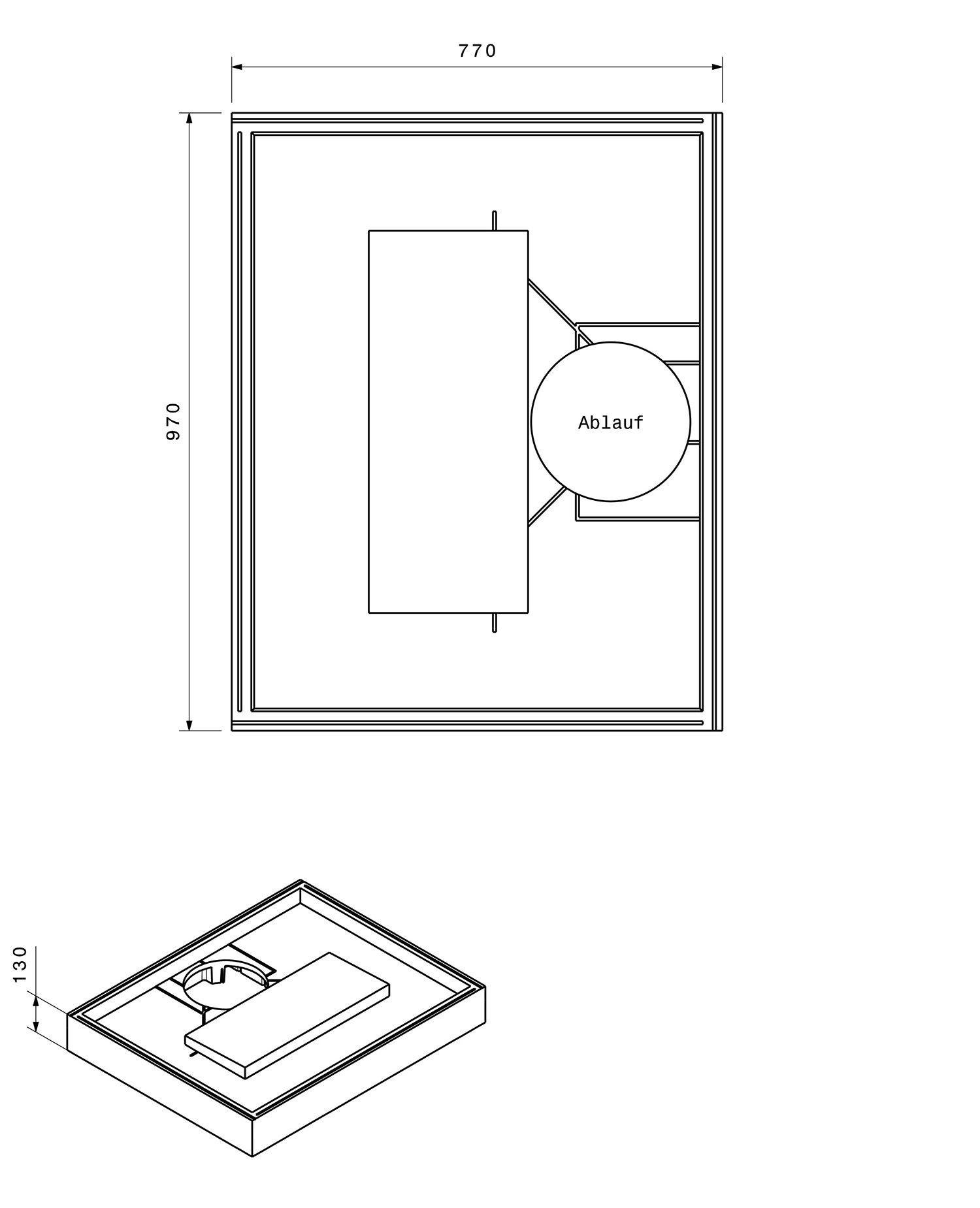 Poresta Duschwannenträger Expert Ultra Flat für 1000 x 800 x 47 mm, Höhe 130 mm