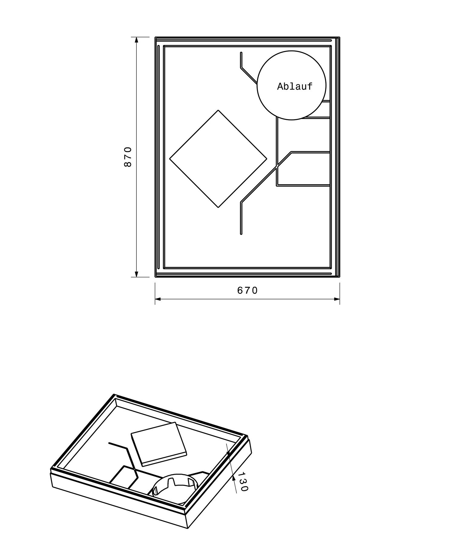 Poresta Duschwannenträger Expert Superplan für 900 x 700 x 25 mm, Höhe 130 mm