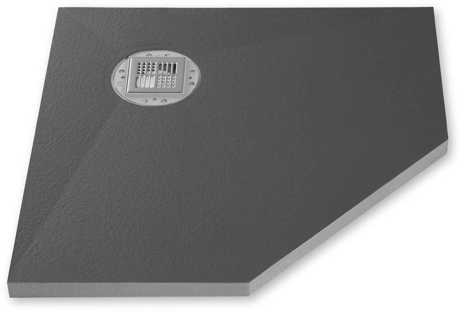 Poresta 5-Eck-Duschfläche BF 95 1000 x 1000 x 35 mm, waagerechter Ablauf, dezentriert