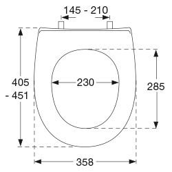 Pressalit WC-Sitz Projecta Solid Pro Kombi-Scharnier DG4, Edelstahl, schwarz polygiene, ohne Deckel, Absenkautomatik