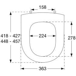 Pressalit WC-Sitz Projecta D weiß polygiene, ohne Deckel, Standard, Spezialscharnier DC7, universal, Edelstahl