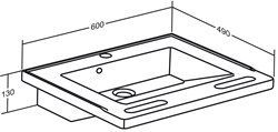 WT Matrix Small 600x490x130mm m. Hahnl. u. Überlauf, weiß