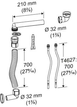 Flex. Zufluß- u. Ablaufsystem, 700/700 mm
