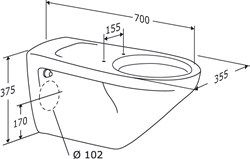 WC wandhängend Tiefsp. 700mm, weiß offener Spülrand