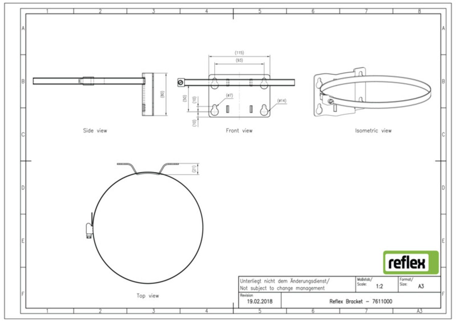 Reflex Wandhalterung Konsole mit Spannband, für 8-25 l