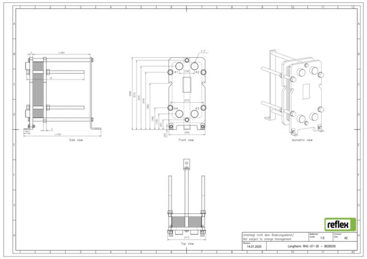 Reflex Wärmetauscher Longtherm RHG-07-30 Plattenzahl 30, geschraubt, Edelstahl