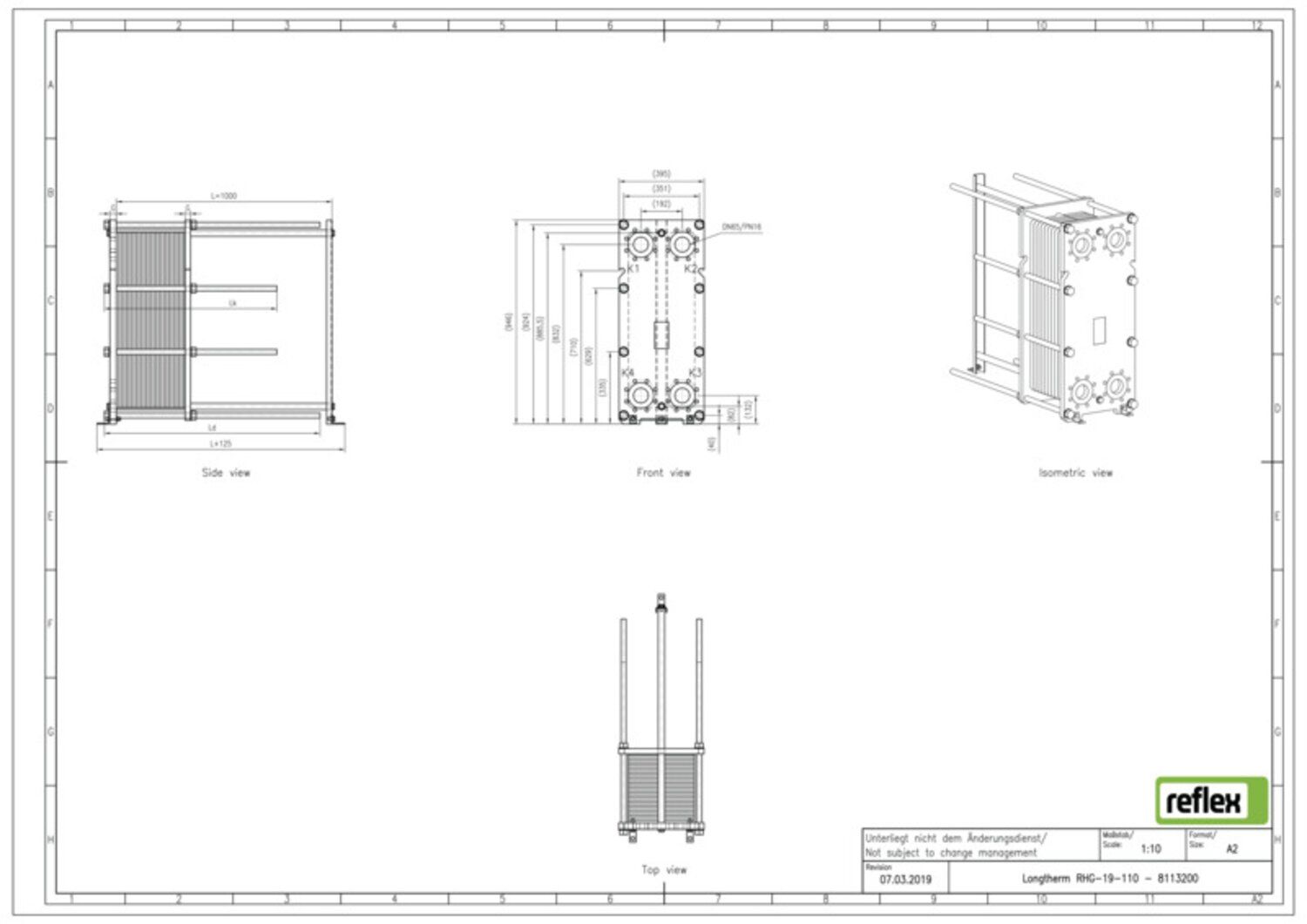 Reflex Wärmetauscher Longtherm RHG-19-110 Plattenzahl 110, geschraubt, Edelstahl