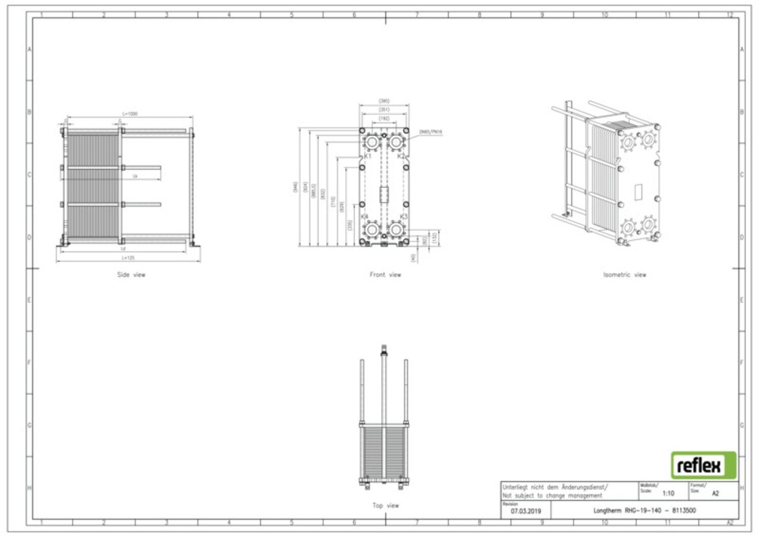 Reflex Wärmetauscher Longtherm RHG-19-140 Plattenzahl 140, geschraubt, Edelstahl