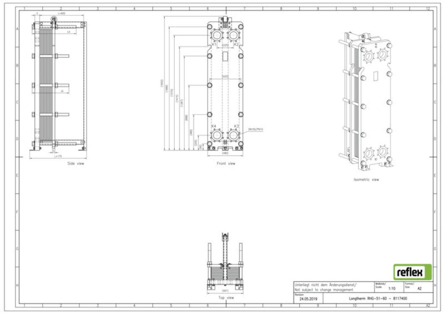 Reflex Wärmetauscher Longtherm RHG-51-60 Plattenzahl 60, geschraubt, Edelstahl