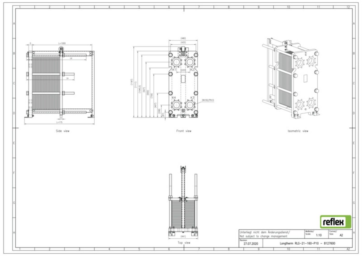 Reflex Wärmetauscher Longtherm RLG-21-160 Plattenzahl 160, geschraubt, Edelstahl