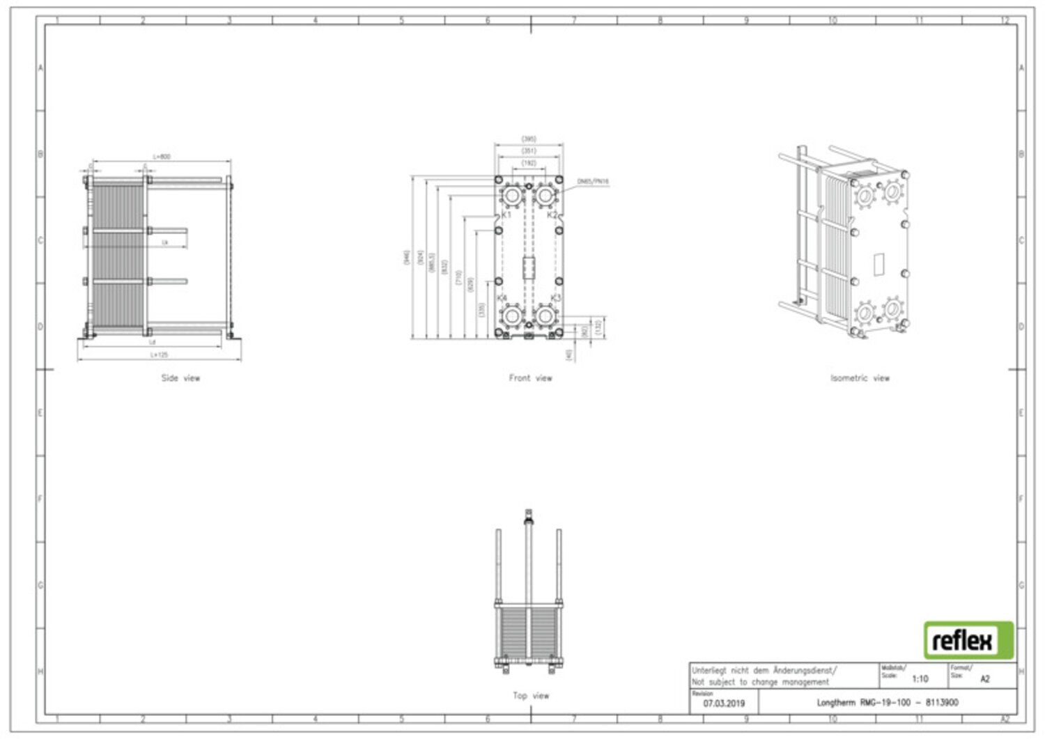Reflex Wärmetauscher Longtherm RMG-19-100 Plattenzahl 100, geschraubt, Edelstahl