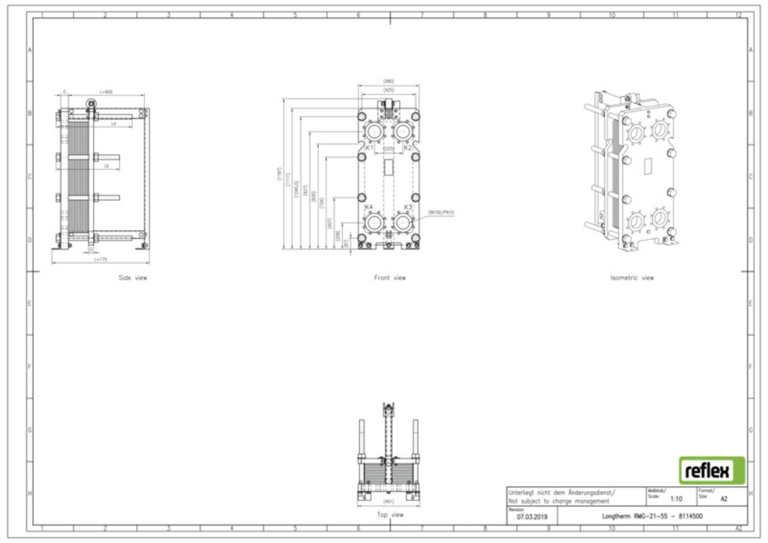 Reflex Wärmetauscher Longtherm RMG-21-55 Plattenzahl 55, geschraubt, Edelstahl