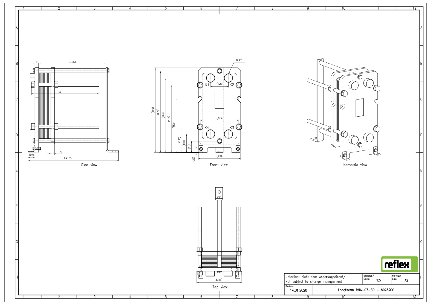 Reflex Wärmetauscher Longtherm RHG-07-30 Plattenzahl 30, geschraubt, Edelstahl