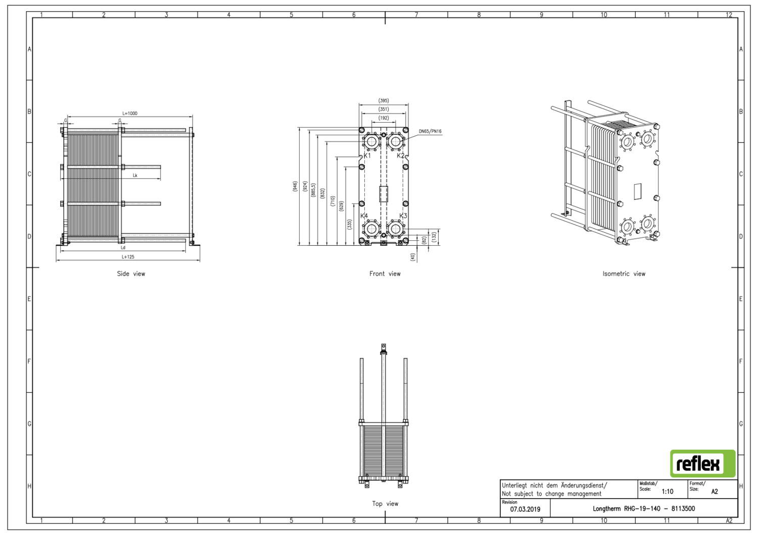 Reflex Wärmetauscher Longtherm RHG-19-140 Plattenzahl 140, geschraubt, Edelstahl