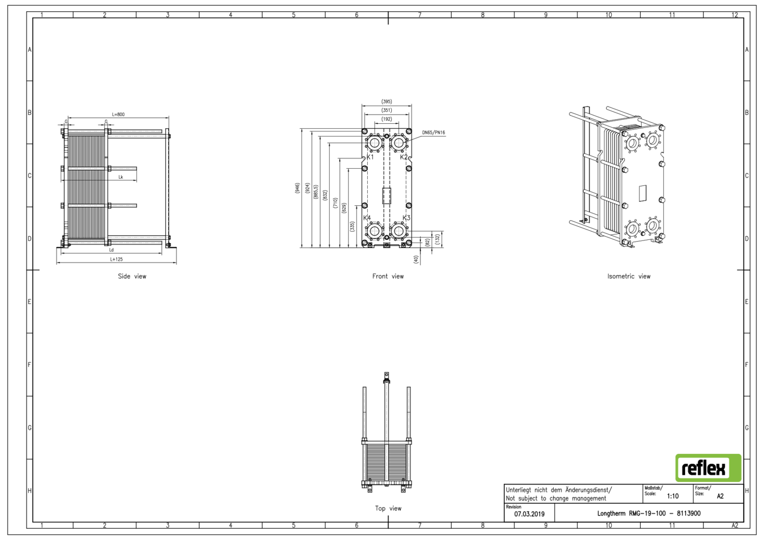 Reflex Wärmetauscher Longtherm RMG-19-100 Plattenzahl 100, geschraubt, Edelstahl