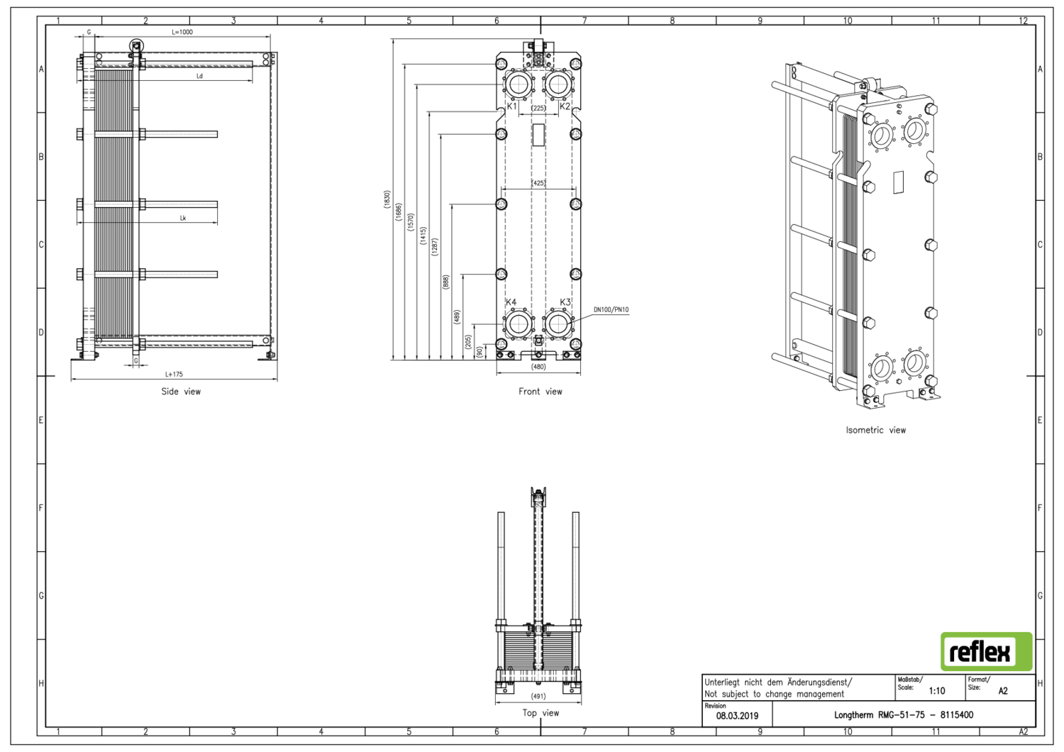 Reflex Wärmetauscher Longtherm RMG-51-75 Plattenzahl 75, geschraubt, Edelstahl