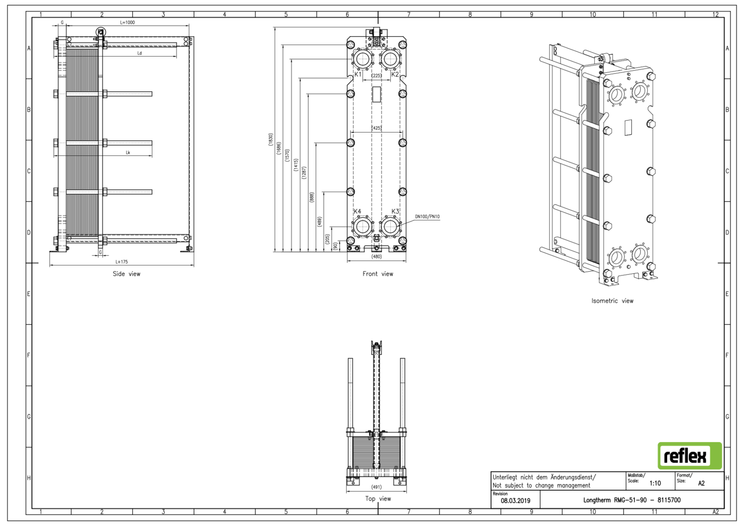 Reflex Wärmetauscher Longtherm RMG-51-90 Plattenzahl 90, geschraubt, Edelstahl