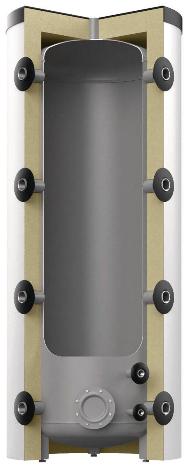 Reflex Pufferspeicher Storatherm Heat HF 1000/R_C, Ø 990 mm, 3 bar, mit Reinigungsöffnung und Isolierung, silber