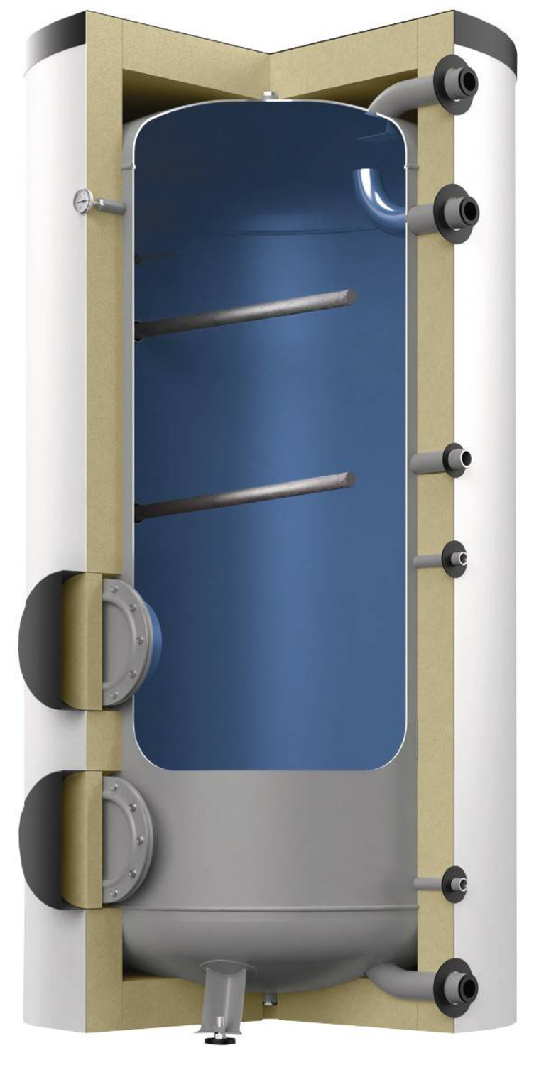 Reflex Ladepeicher Storatherm Aqua Load AL 4000/R4, Ø 1740 mm ohne Isolierung, mit 4 Revisionsflanschen, weiß