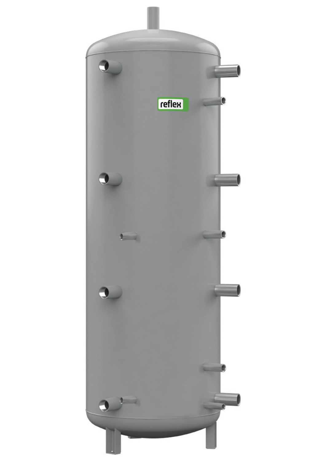 Reflex Pufferspeicher Storatherm Heat H 2000/1, Ø 1200 mm, 6 bar, mit Glattrohrwärmeübertrager, ohne Isolierung, silber