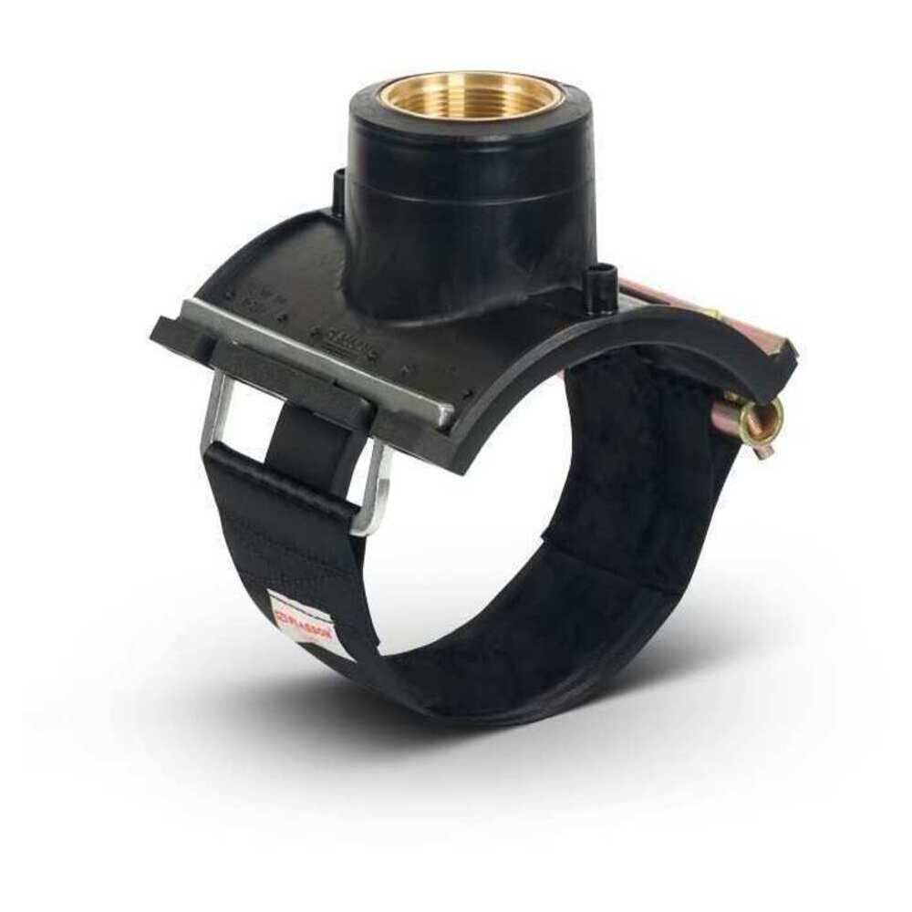 Rehau SMARTFUSE Gewindeschelle schwarz, 160 mm, Rp 2, PE 100