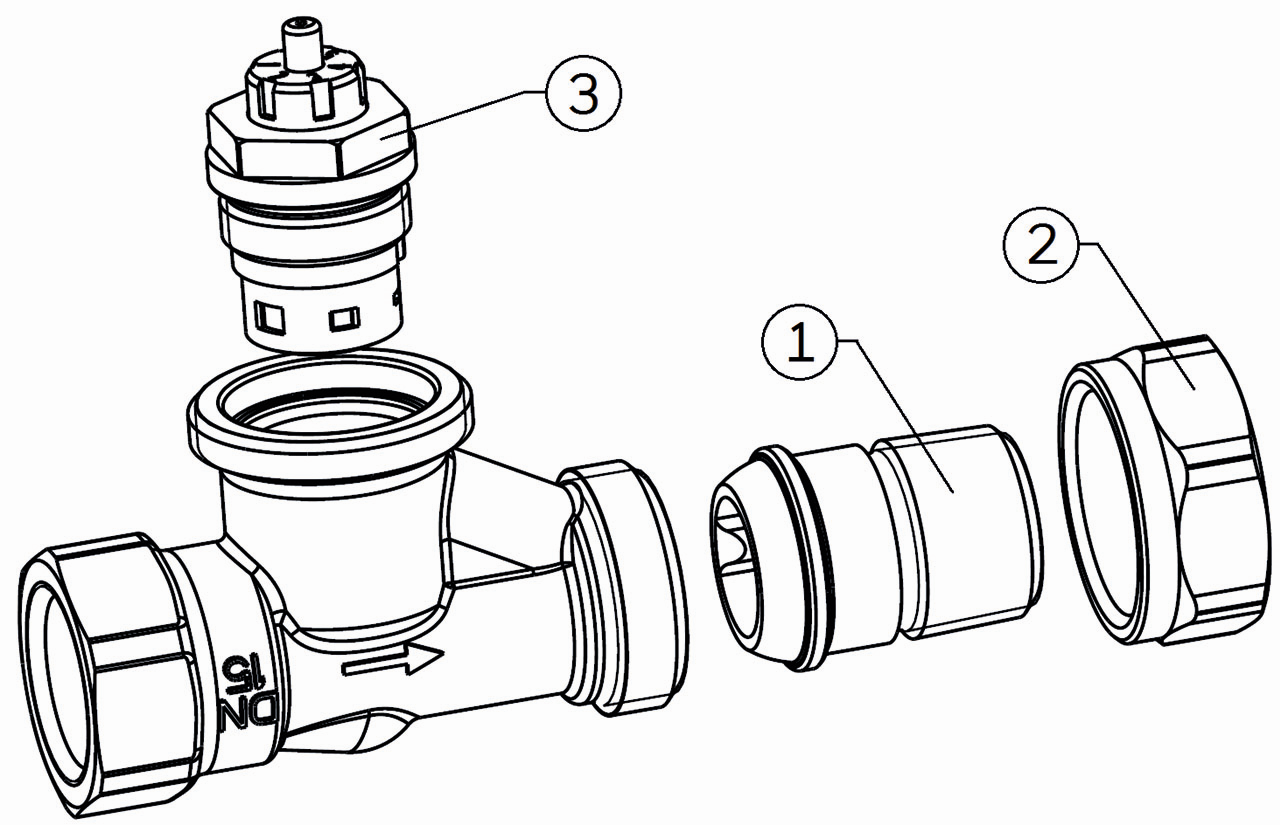 Resideo Thermostatventil FX 1/2", Winkel-Eck links, Messing, für niedrige Durchflussmengen