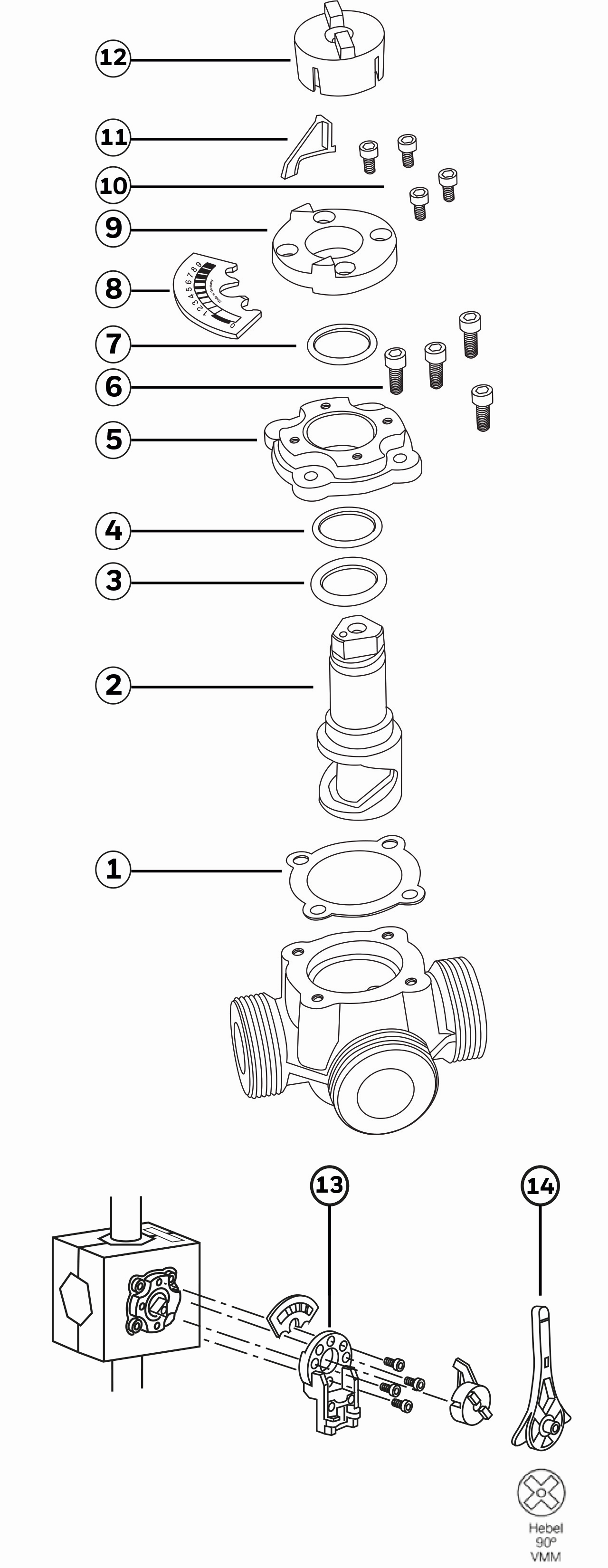 Resideo Dreiwege-Universalmischer PN 10, Grauguss, DRU25-10, DN 25, Kvs 10