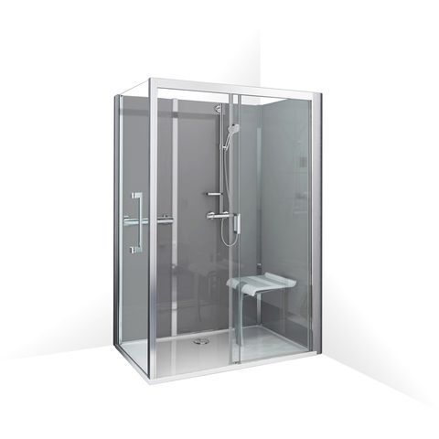 Roth Komplettdusche Vinata Comfort Eck 1660 x 677 x 2160 mm, ESG Rückwände anthrazit, ESG Schiebetür klar
